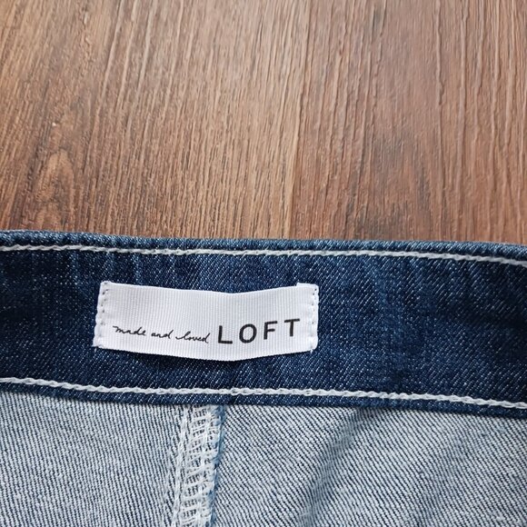 LOFT Curvy Kick Crop High Rise Sailor Denim Jeans Size 14 - Picture 4 of 8